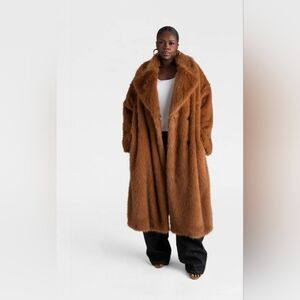 Luxurious Brown Faux Fur Coat